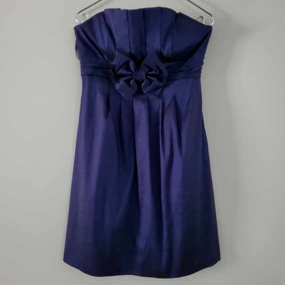 Jessica McClintock Strapless Navy Taffeta Party Dress Size 8 - Picture 1 of 7